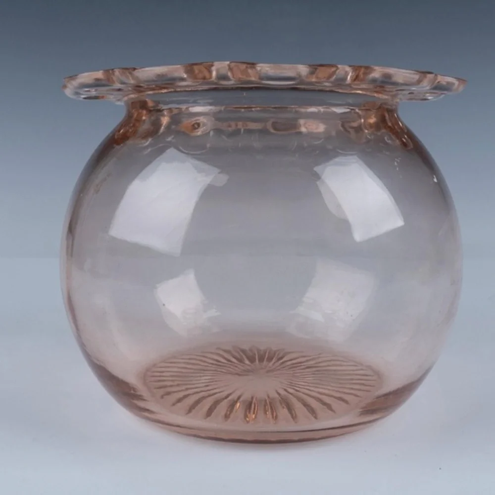 Old Colony Blush Pink Depression Glass Bowl‎ w/ Lace Edge